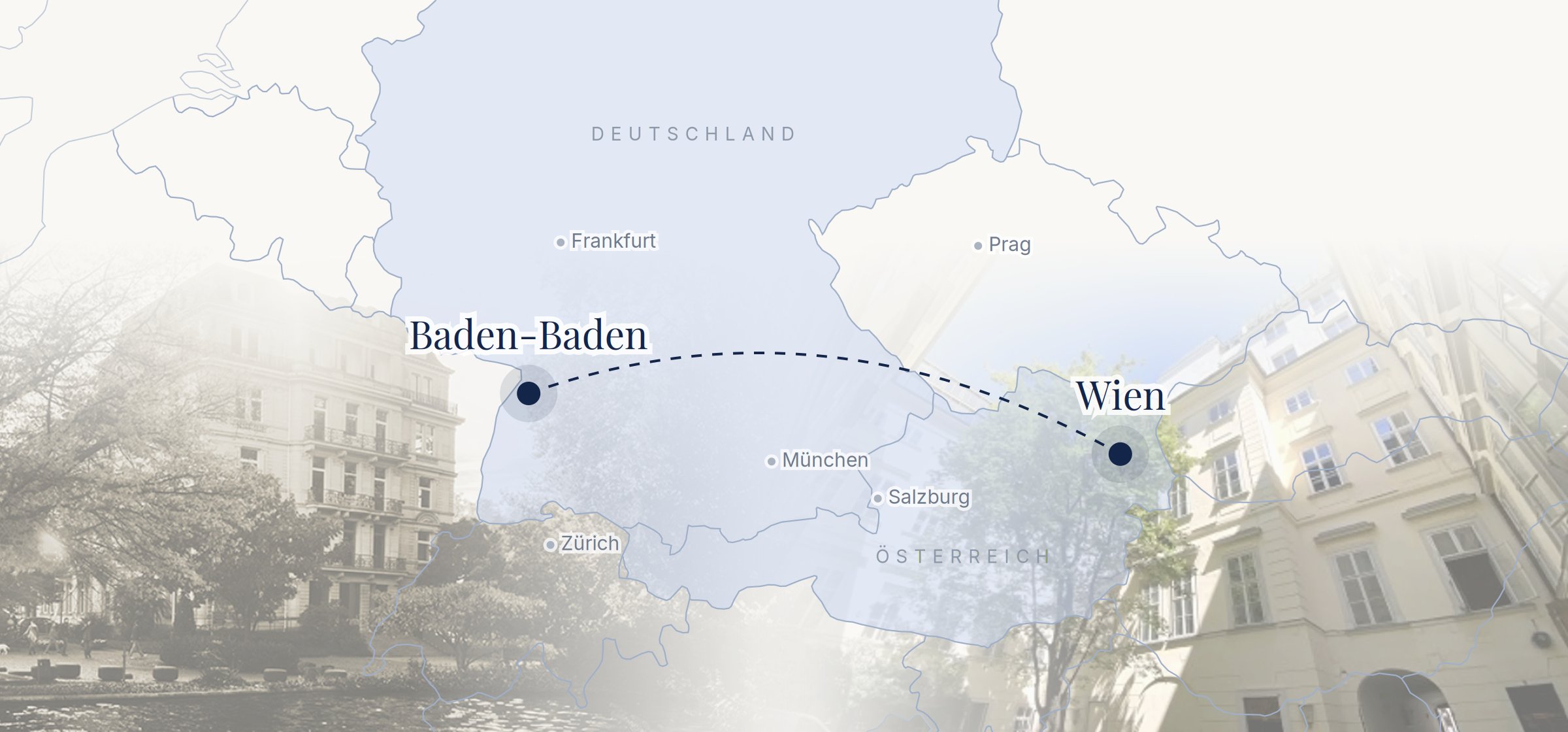 Karte mit den CMR-Standorten Baden-Baden und Wien
